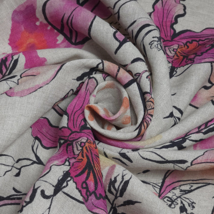 Leinen Blumen Pink