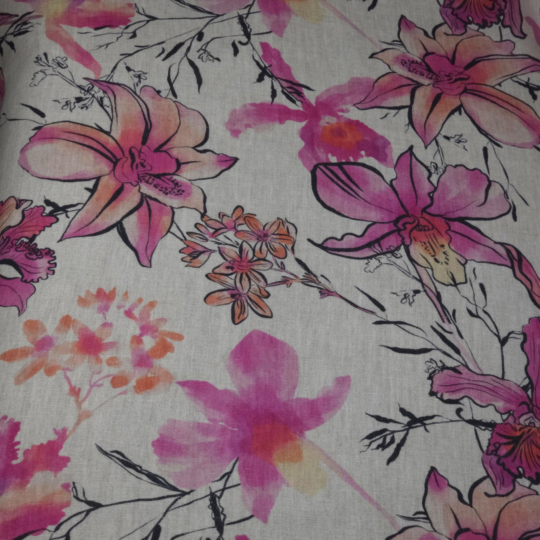 Leinen Blumen Pink