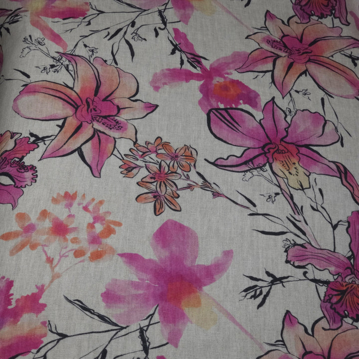Leinen Blumen Pink