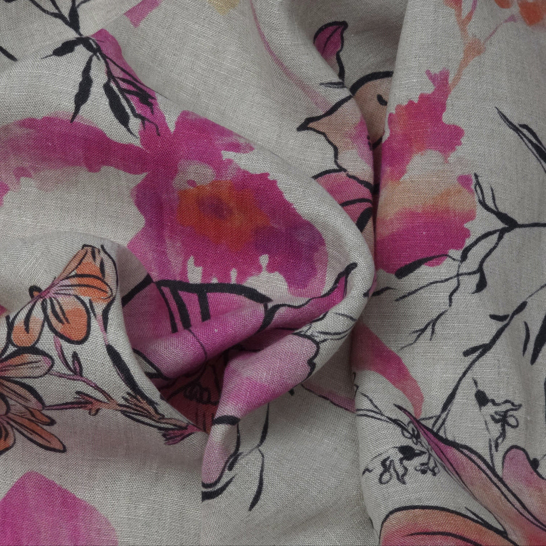 Leinen Blumen Pink
